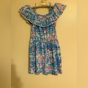 Blue Sailboat Print Kids Dress